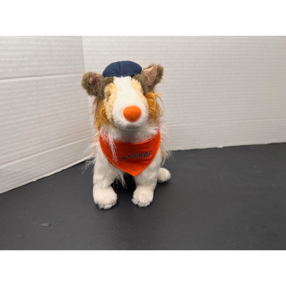 Houston Astros Plush Dog with Cap & Bandana – Collie Style – MLB Baseball Fan Ma